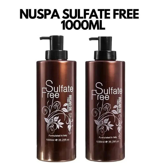 Nuspa Natural Organic Sulfate Free Moroccan Argan Oil Shampoo and Conditioner Set - Color Safe Treatment, UV Protection, Intense Moisturizing For Dry, Damaged, Frizzy, Volumizing for Thin Hair 1000 ml - DOKAN