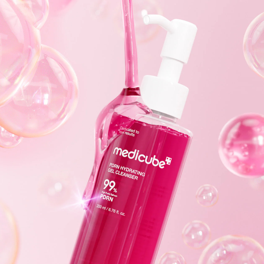 Medicube PDRN Hydrating Gel Cleanser in a 200 ml tube, showing the product with a clean, gentle formula for skincare.