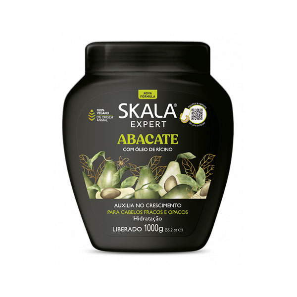 Skala Abacate Hair Mask 1000g jar with green label, rich avocado formula for nourishing and moisturizing hair.