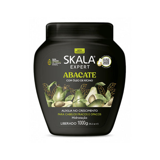 Skala Abacate Hair Mask 1000g jar with green label, rich avocado formula for nourishing and moisturizing hair.