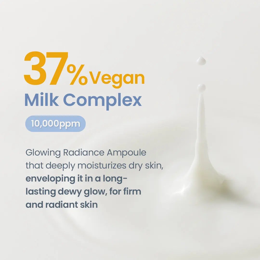 TIRTIR Ceramic Milk Ampoule 30 ML bottle, clear glass container with white and silver label, skincare product on a neutral background