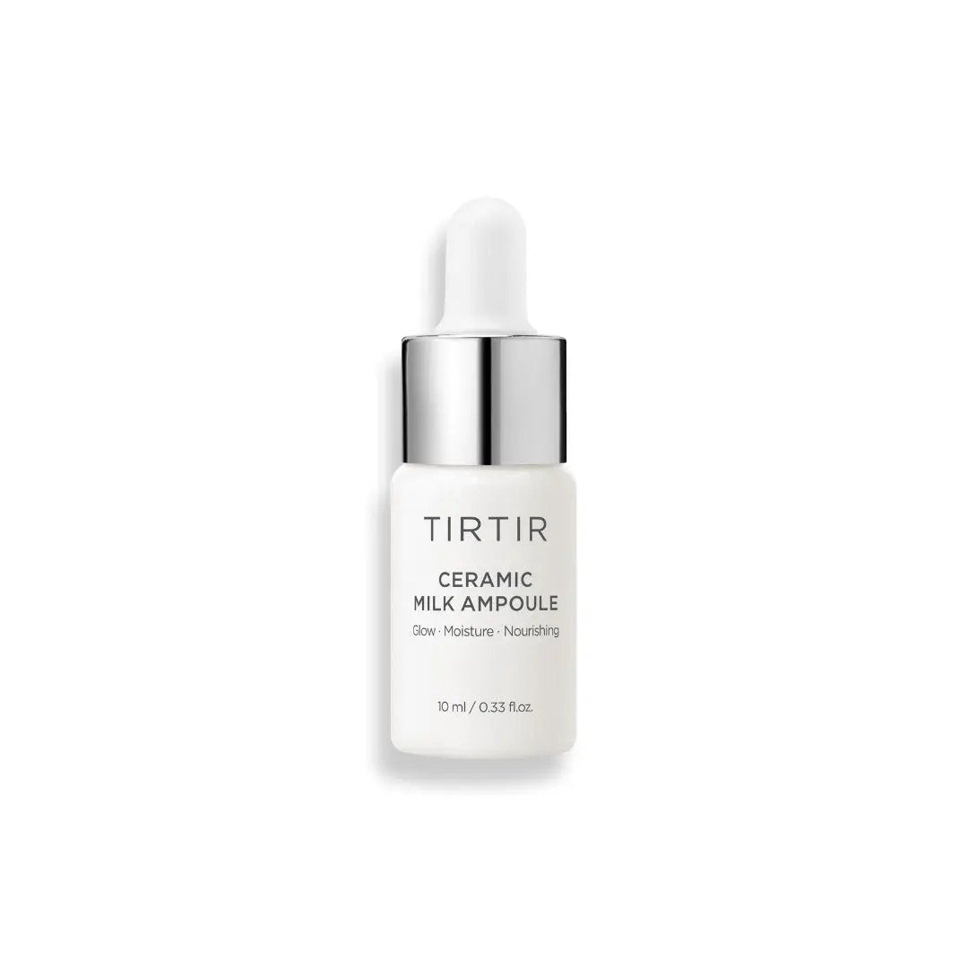 TIRTIR Ceramic Milk Ampoule 30 ML in a glass bottle with a white label, designed for skincare hydration and nourishment.
