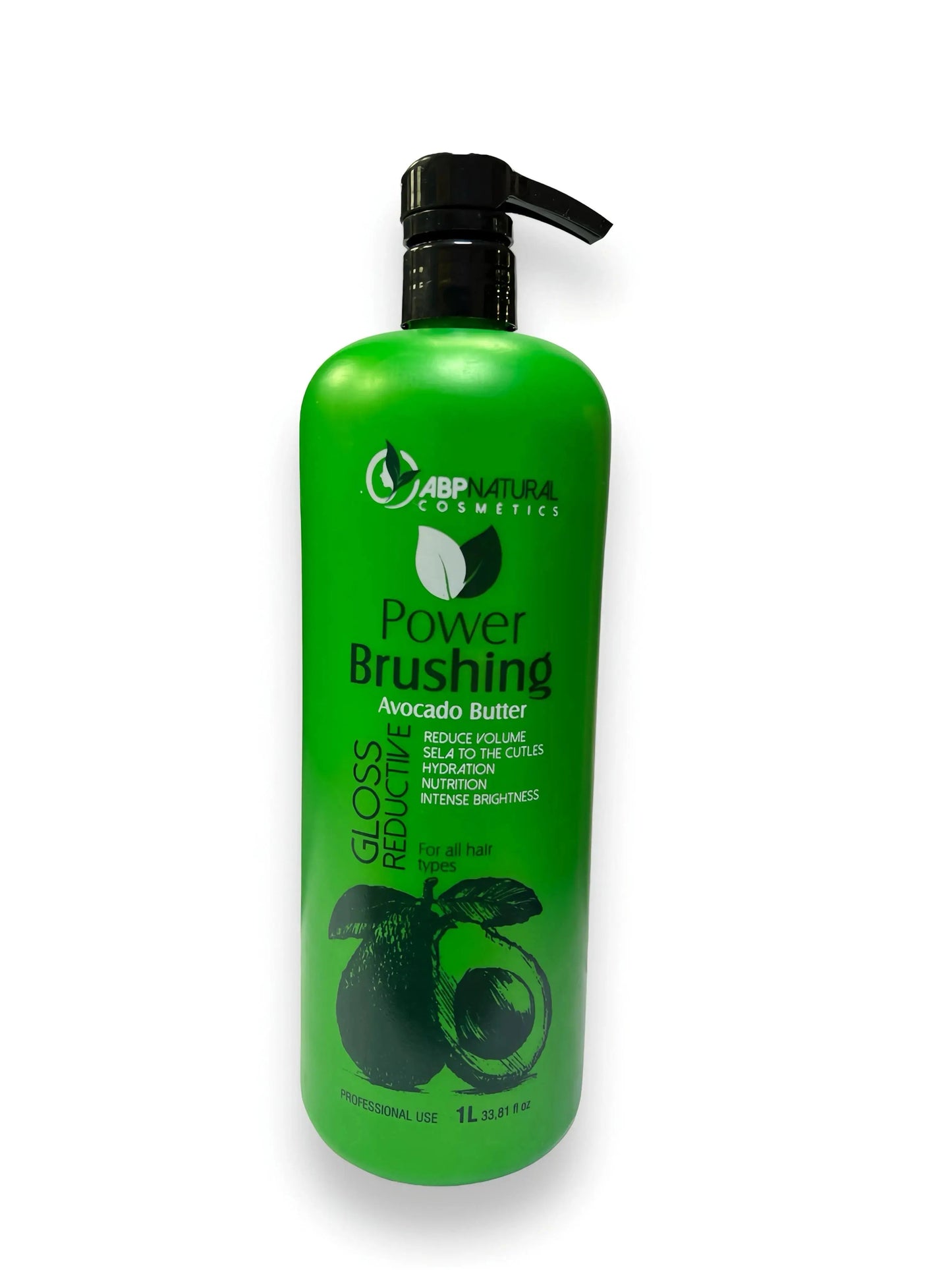 ABPNATURAL Power Brushing Avocado Butter Gloss Brazilian hair treatment in 1000 ML bottle, for hair straightening and treatment.