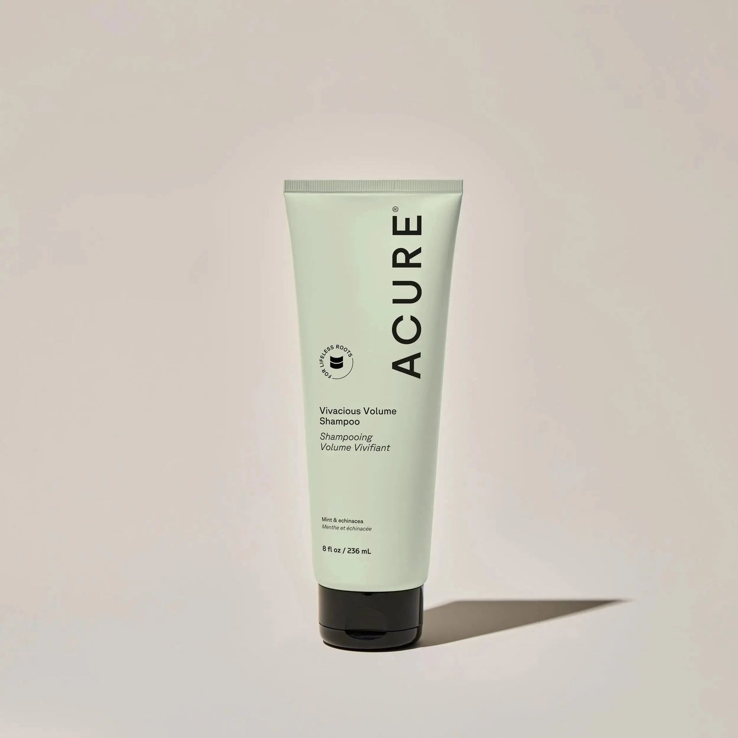 ACURE Vivacious Volumizing Shampoo and Conditioner bundle with bottles featuring vibrant labels for adding volume to hair.