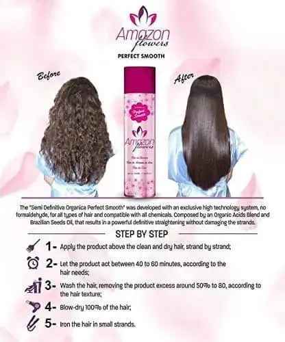 Amazon Flowers Perfect Smooth Brazilian Organic Hair Straightener 1000 ML