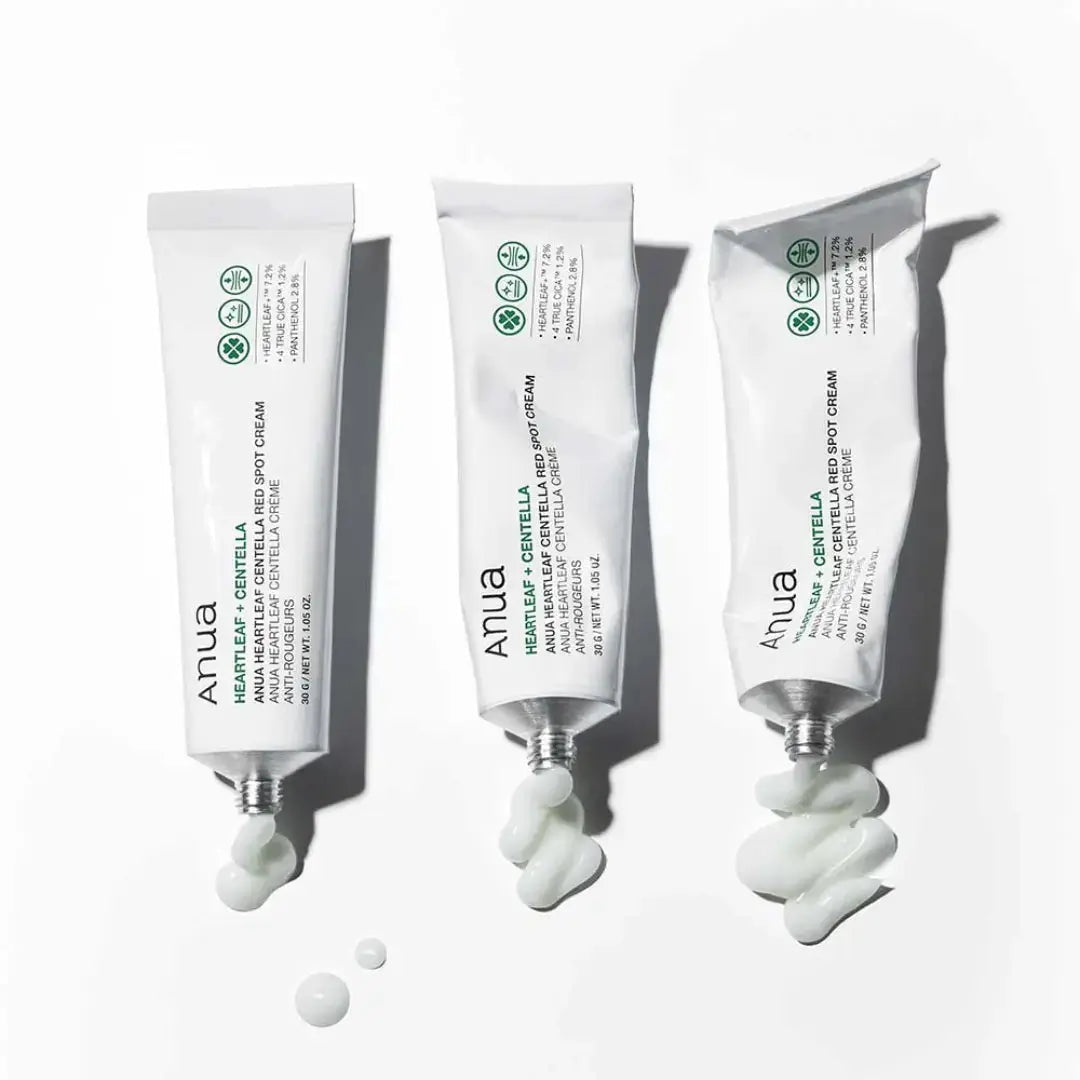ANUA Heartleaf Centella Red Spot Cream 30g jar showing the cream's packaging and label for skin redness relief.
