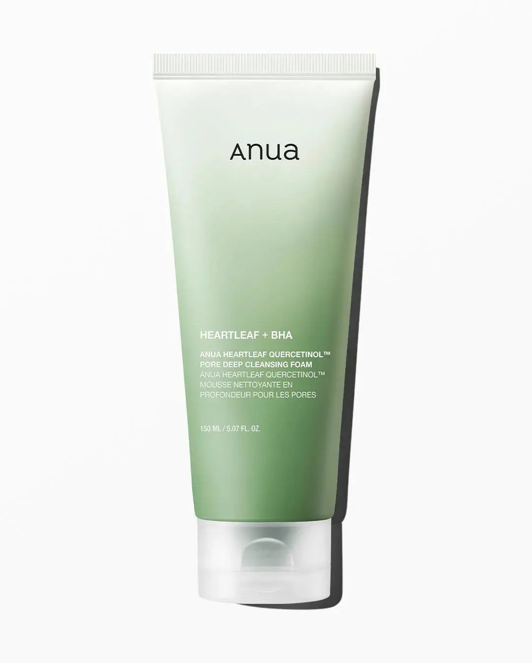 ANUA Heartleaf Quercetinol Pore Deep Cleansing Foam in 150 ml bottle, showing the product packaging and label.
