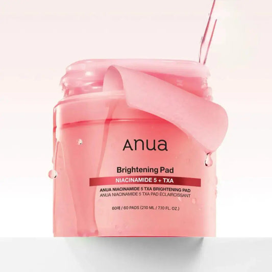 ANUA Niacinamide 5 TXA Brightening Pad with 60 cotton pads for skin brightening and exfoliation.