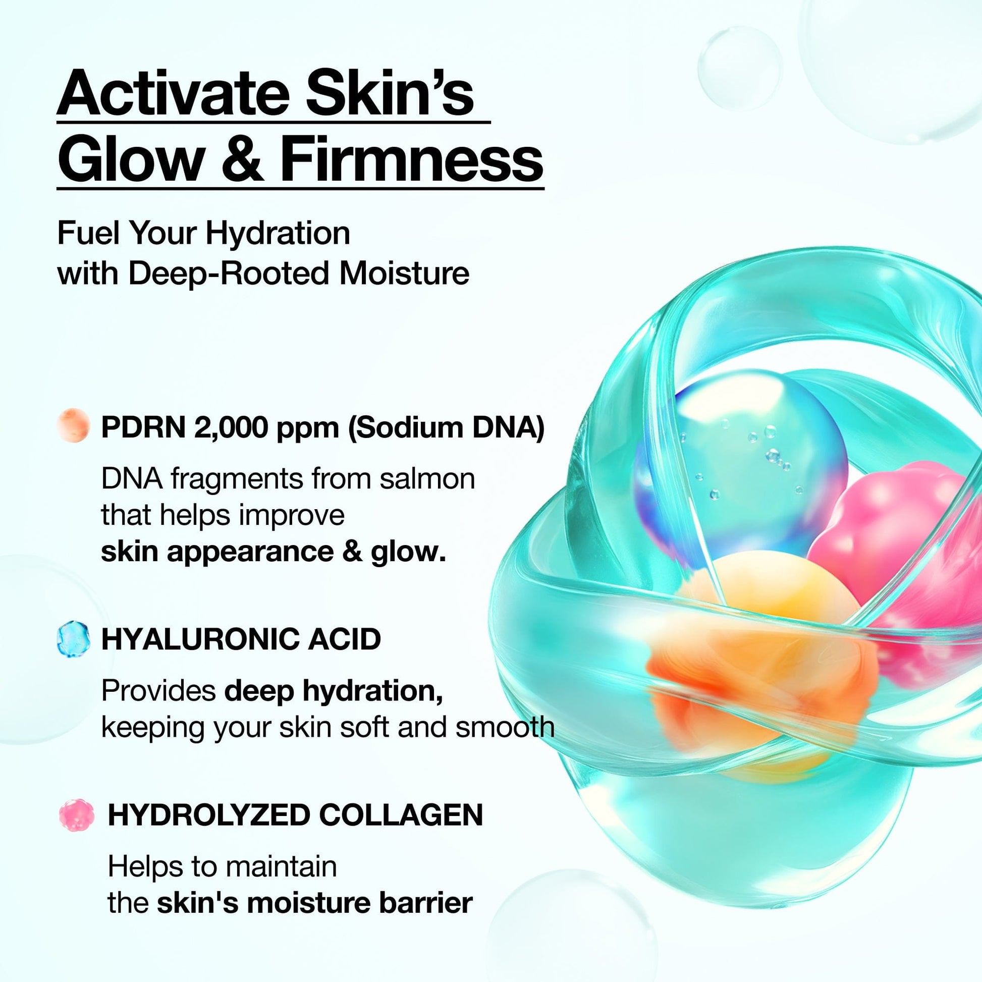 ANUA PDRN Collagen Glow Facial Serum Spray bottle, hydrating ampoule with hyaluronic acid for radiant skin, 100ml