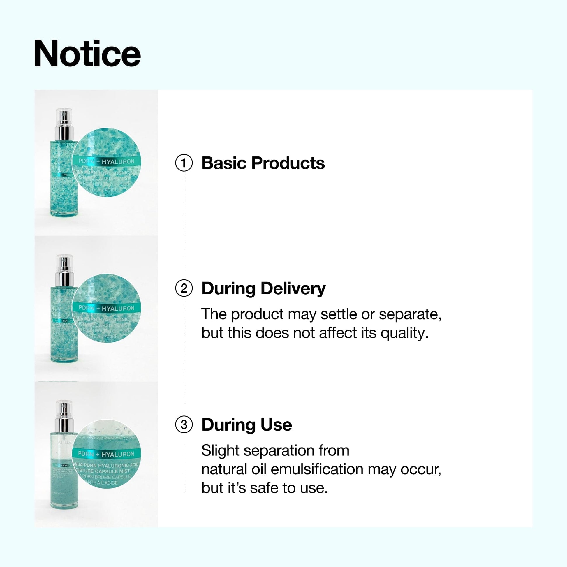 ANUA PDRN Collagen Glow Facial Serum Spray in a clear bottle with a pump, showing the hydrating capsule mist for radiant skin.
