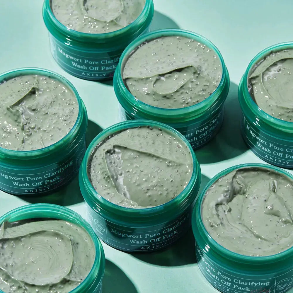 AXIS-Y Mugwort Pore Clarifying Wash Off Pack in 100ml jar, featuring natural mugwort extract for pore cleansing and skin clarity