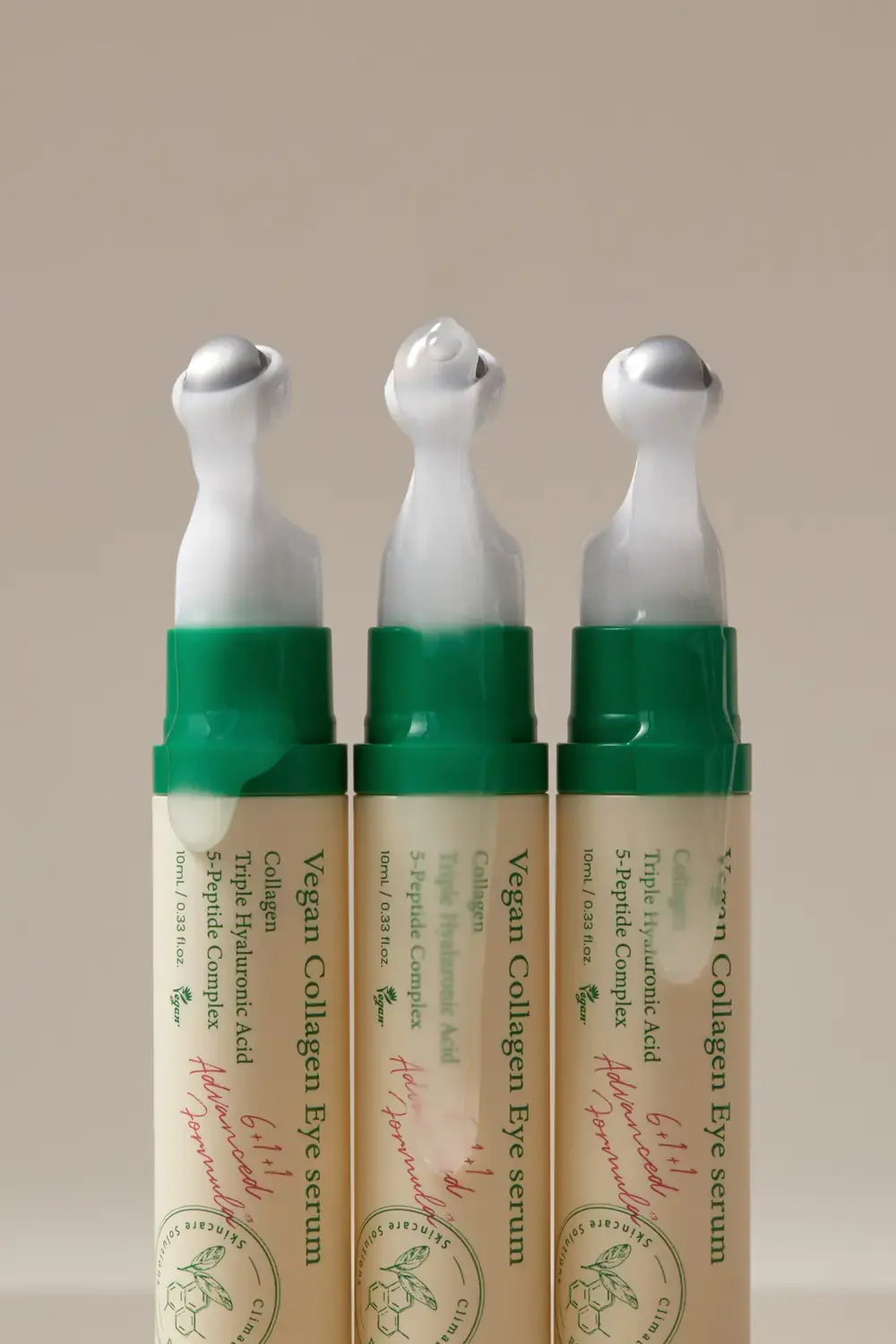 Vegan collagen eye serum in a 10 ml bottle by AXIS-Y, featuring a sleek design and applicator tip for eye area skincare.