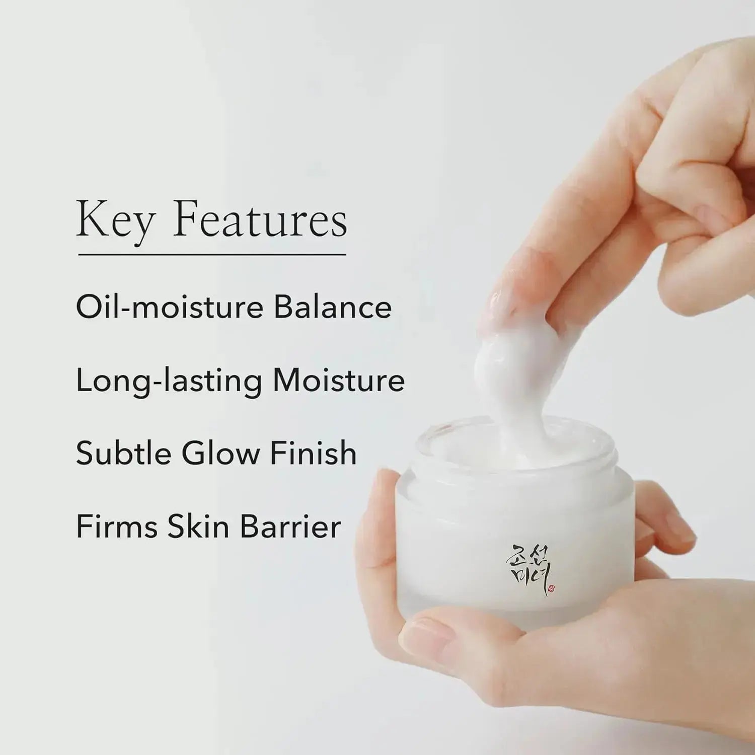 Beauty of Joseon Dynasty Cream 50ml jar showing smooth, white skincare cream in a glass jar with a minimalist design.