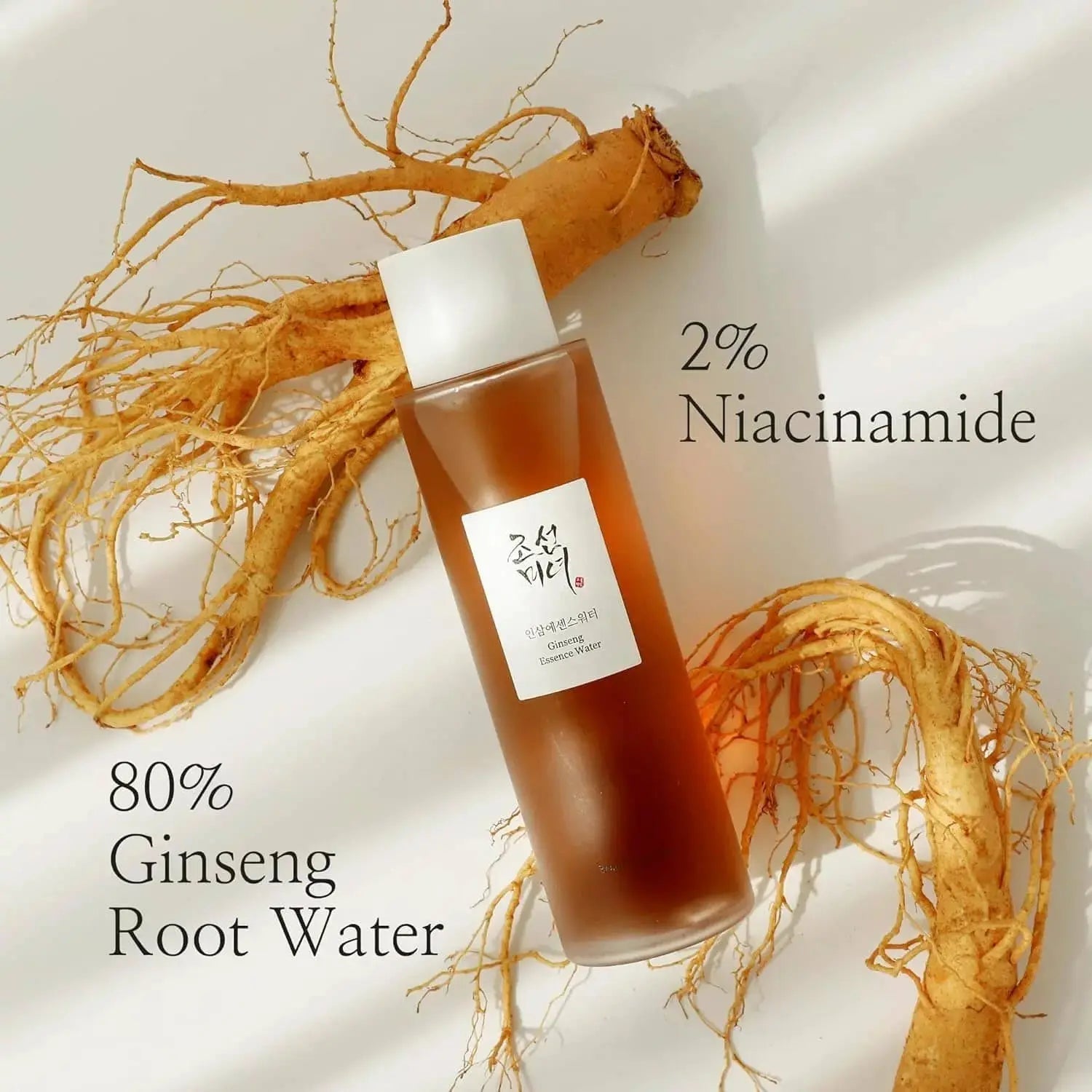 Beauty of Joseon Ginseng Essence Water 150ml bottle showing clear liquid and minimalist label design for Korean skincare.