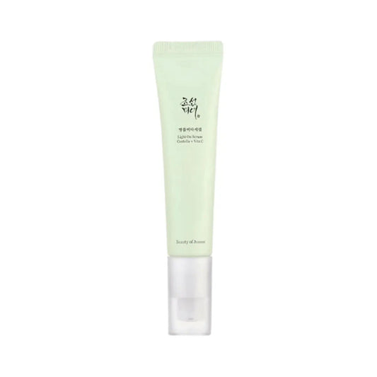 Beauty Of Joseon Light On Serum with Centella and Vitamin C in a 30 ml bottle, featuring clear glass packaging and dropper applicator.