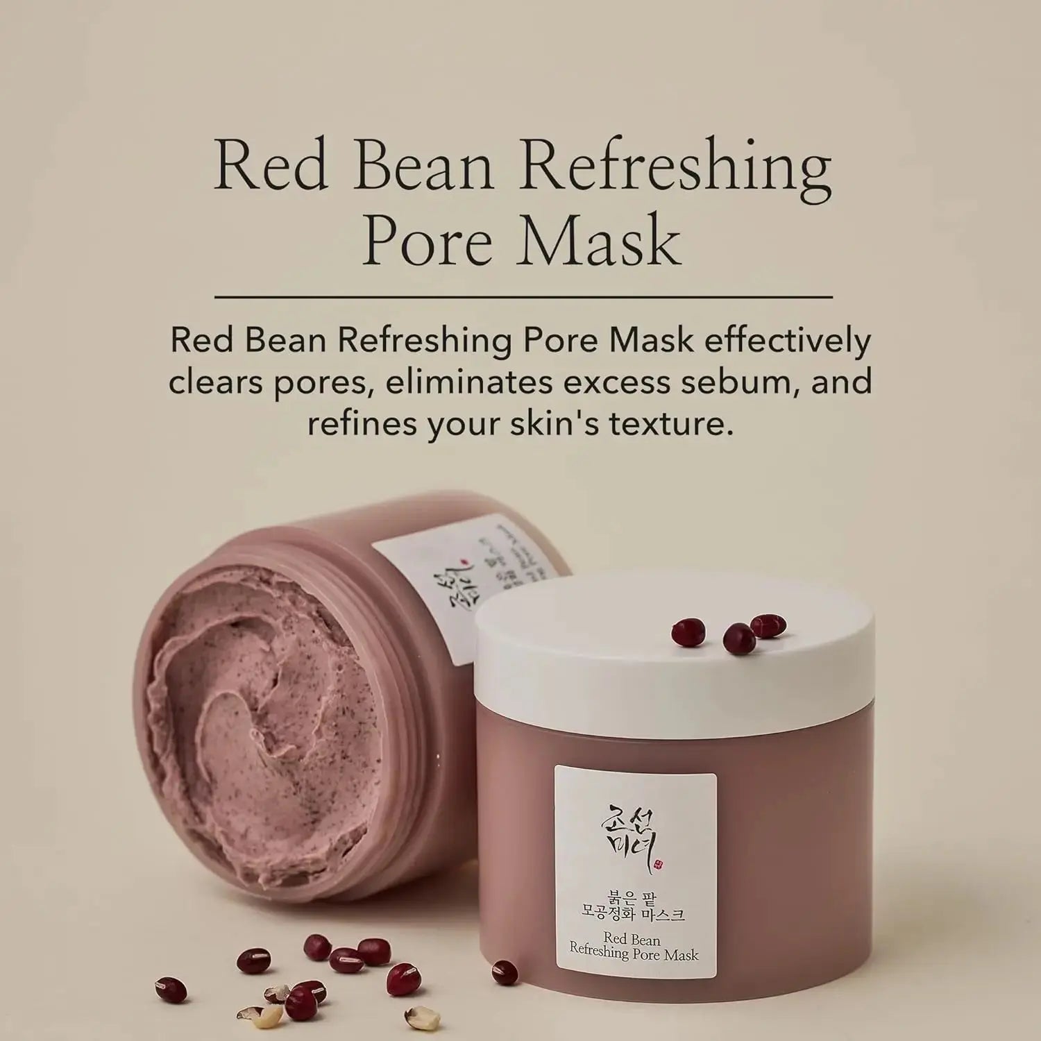 Beauty of Joseon Red Bean Refreshing Pore Mask in a 140 ml jar, showcasing the product's packaging and label.