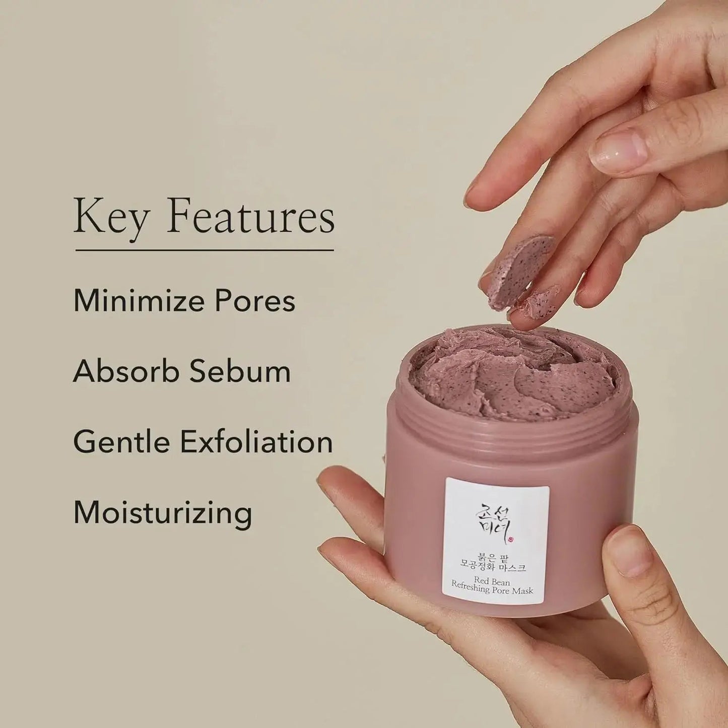 Beauty of Joseon Red Bean Refreshing Pore Mask in a 140 ml jar, showcasing the product with red bean extract for pore cleansing.