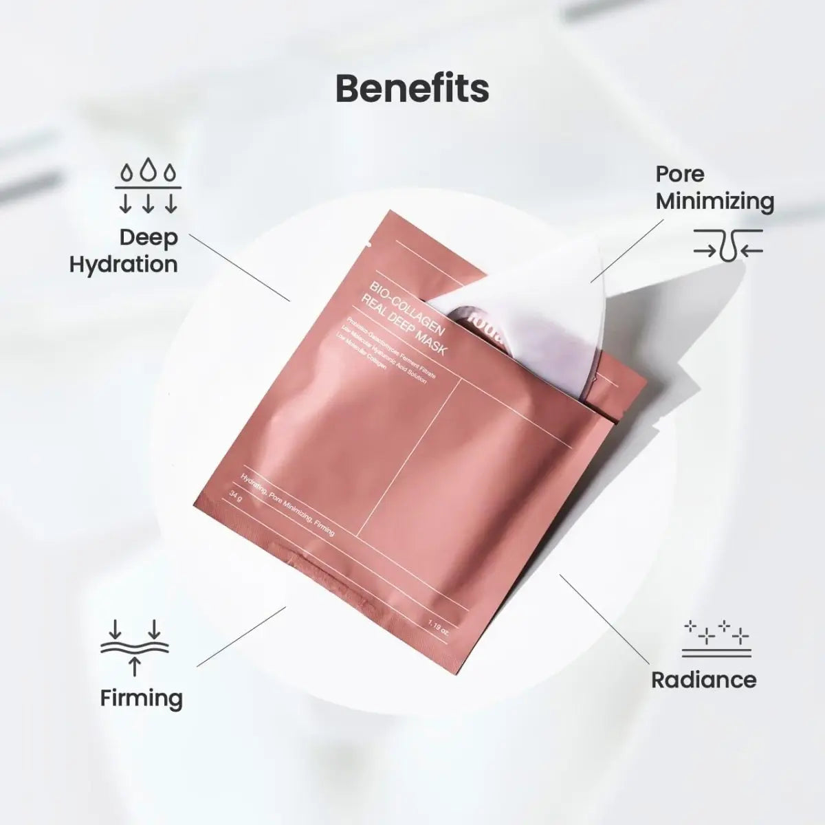 BIODANCE Bio Collagen Real Deep Mask 34g applies on face, showcasing a skincare mask for deep hydration and collagen renewal.