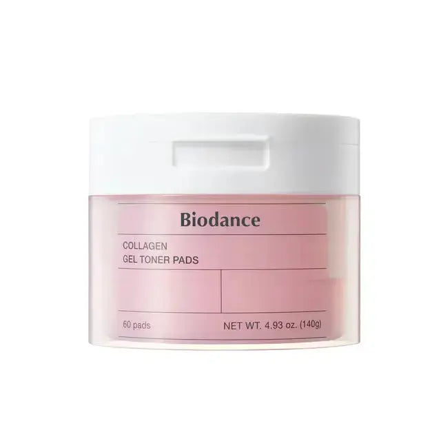 BIODANCE Collagen Gel Toner Pads, 60 soft pads for skin hydration and firming, with collagen for a rejuvenating skincare routine.