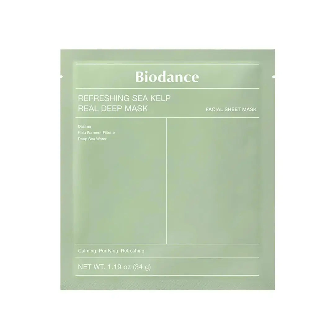 Biodance Radiant Vita Niacinamide Real Deep Mask pack with four 34g sheets for brightening and deep skin hydration.