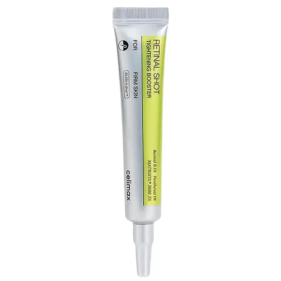 CELIMAX The Vita-A Retinol Shot Tightening Booster serum in a 15 ml bottle, shown with the product label and applicator.