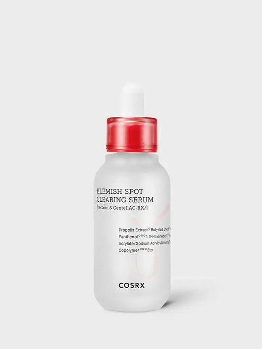 COSRX AC Collection Blemish Spot Clearing Serum 40ml bottle with clear liquid and applicator tip for acne treatment.