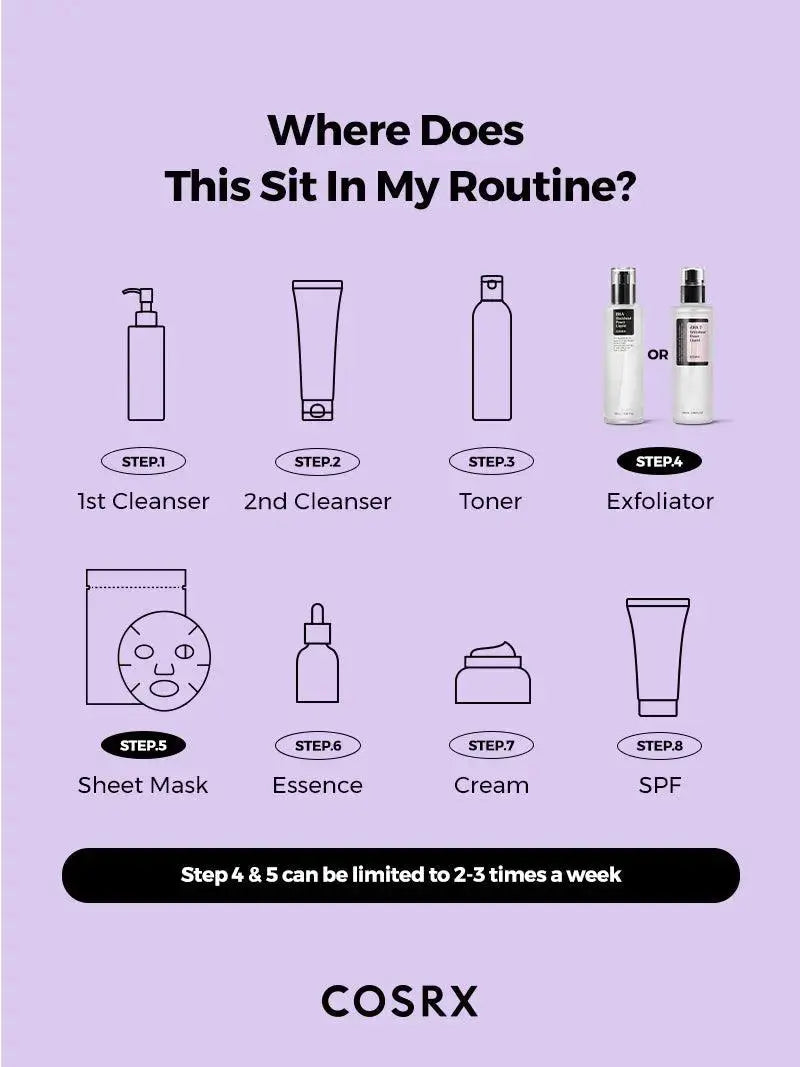 Cosrx BHA Blackhead Power Liquid in 100ml bottle, featuring clear liquid formula for blackhead and pore treatment.