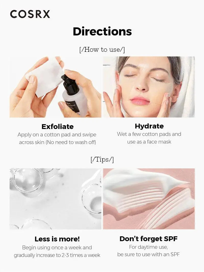 COSRX BHA Blackhead Power Liquid 100 ml bottle with clear liquid and dropper applicator, designed for pore and blackhead treatment.