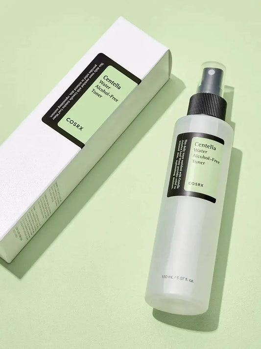 COSRX Centella Water Alcohol-Free Toner in 150 ml bottle, clear liquid with soothing ingredients for gentle skincare.