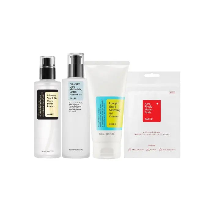 COSRX Favourites Best Sellers Skincare Set with various skincare products in a compact, organized pack for healthy skin.
