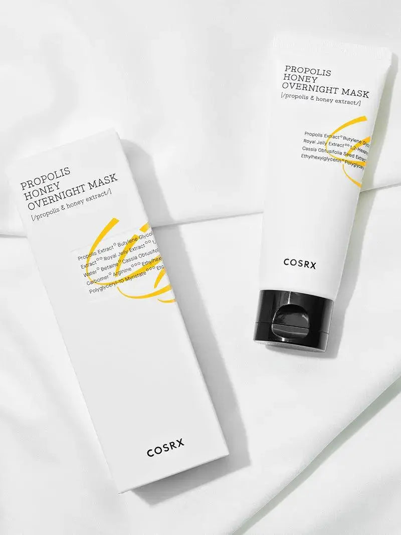 COSRX Full Fit Propolis Honey Overnight Mask in 60ml jar, featuring nourishing honey and propolis for hydrating skin overnight