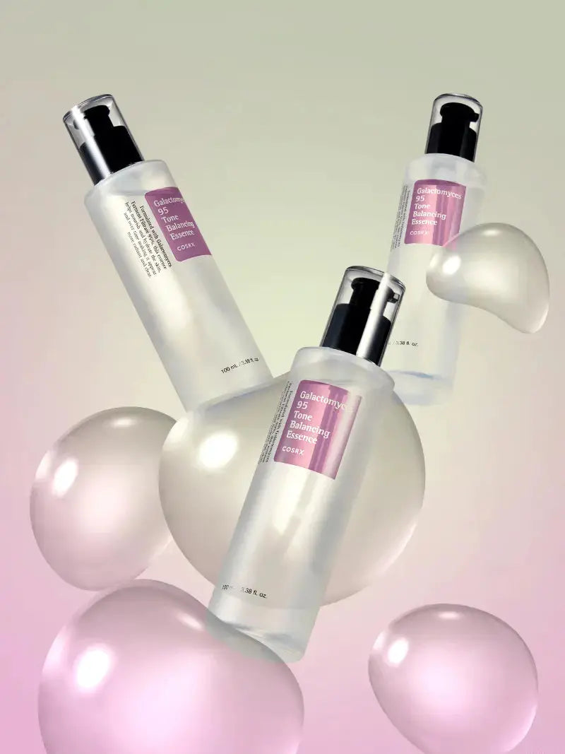 COSRX Galactomyces 95 Tone Balancing Essence in a 100ml bottle, featuring clear liquid and minimal packaging details.