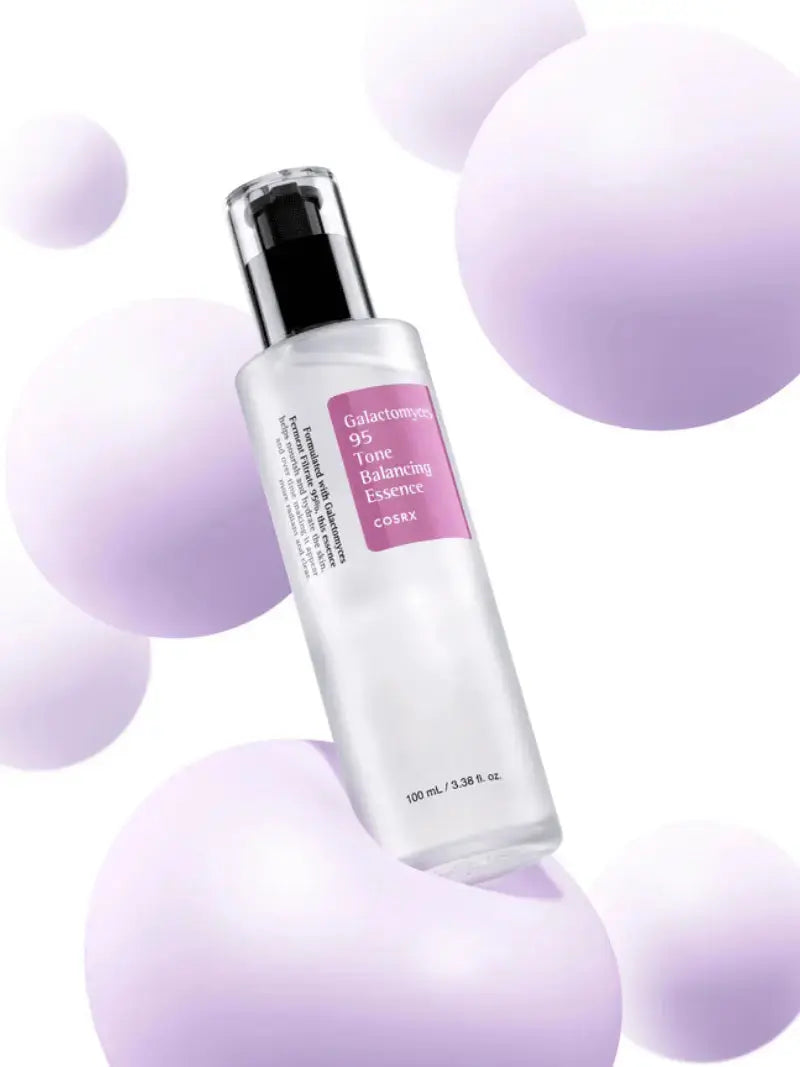 COSRX Galactomyces 95 Tone Balancing Essence in a 100ml bottle, showcasing the clear, lightweight skincare product with a minimalist label.