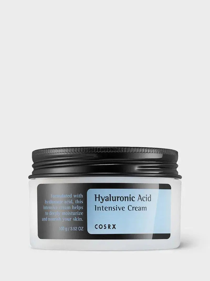 COSRX Hyaluronic Acid Intensive Cream 100ml jar showing its creamy texture and smooth application surface.