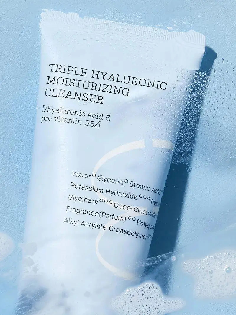 COSRX Hydrium Triple Hyaluronic Moisturizing Cleanser in 150ml bottle, gentle facial cleanser with hydrating hyaluronic acid.