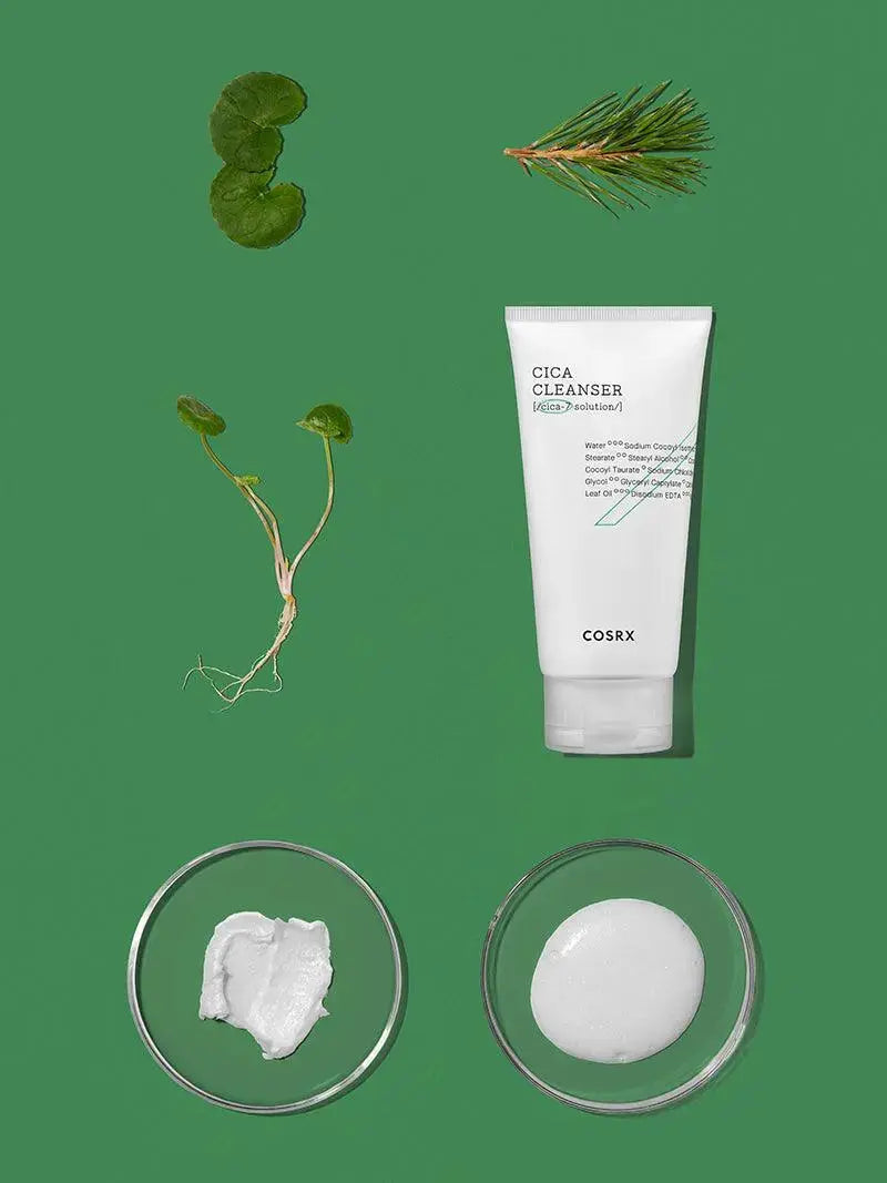 COSRX Pure Fit Cica Cleanser in a 150ml bottle, gentle face cleanser with soothing Cica for sensitive skin.