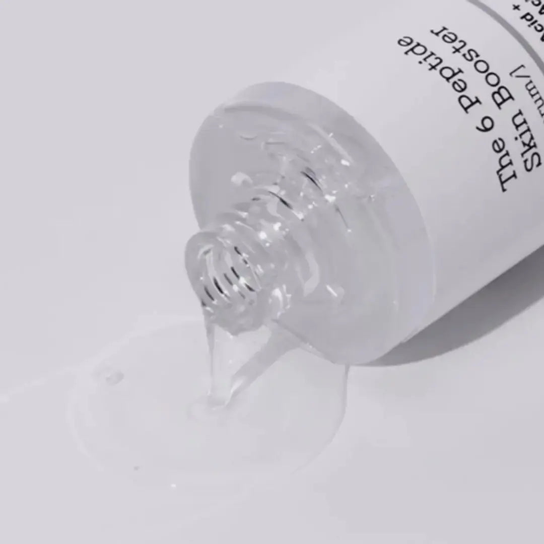 COSRX The 6 Peptide Skin Booster bottle showing the 150 ml size with a sleek pump dispenser and clean packaging design