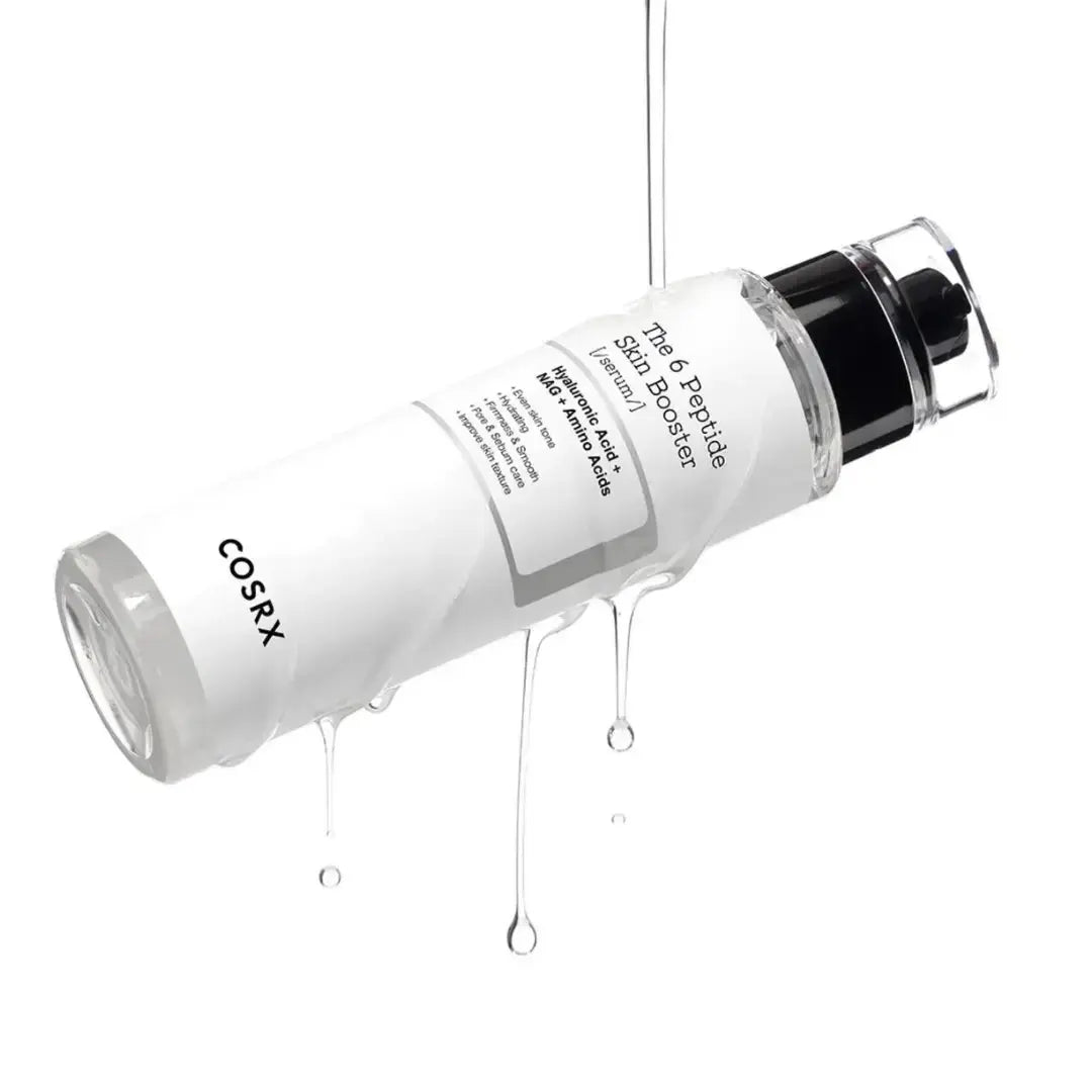 COSRX The 6 Peptide Skin Booster 150ml bottle with a pump dispenser showing the skincare product on a clean background.