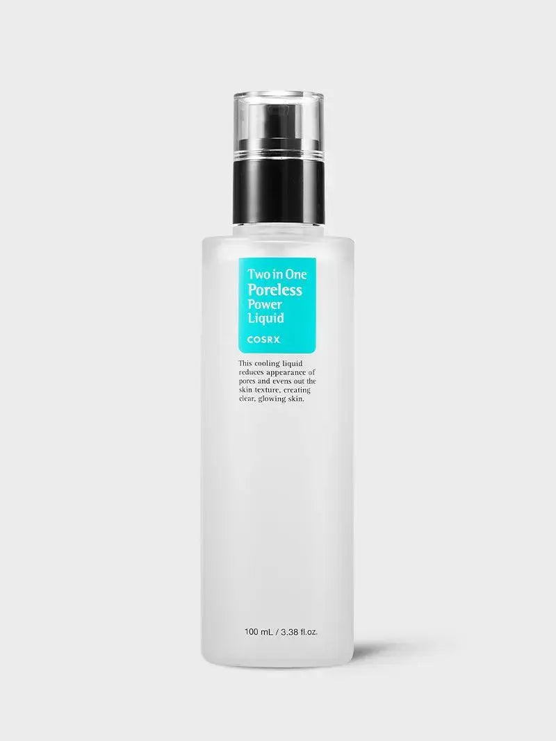 COSRX Two In One Poreless Power Liquid bottle, 100 ml, with clear label and pump dispenser for pore refining skincare.