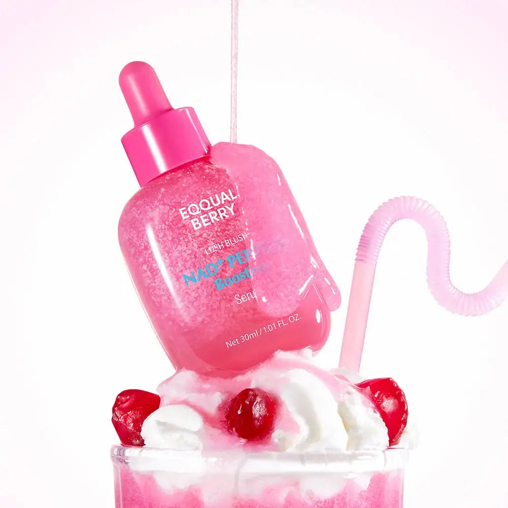 EQQUALBERRY 4 Step Glow Set with lush blush, peptide-boosting serum, and skincare products for radiant skin