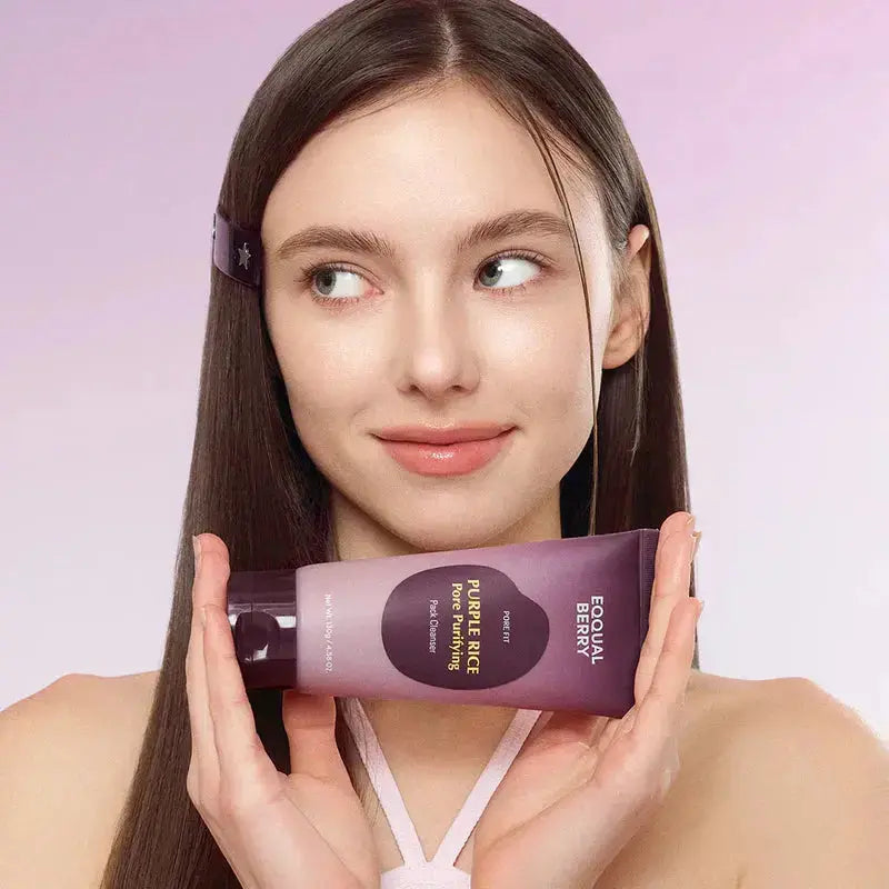 EQQUALBERRY Purple Rice Pore Purifying Pack Cleanser 130g, natural skincare product with purple rice for deep pore cleansing