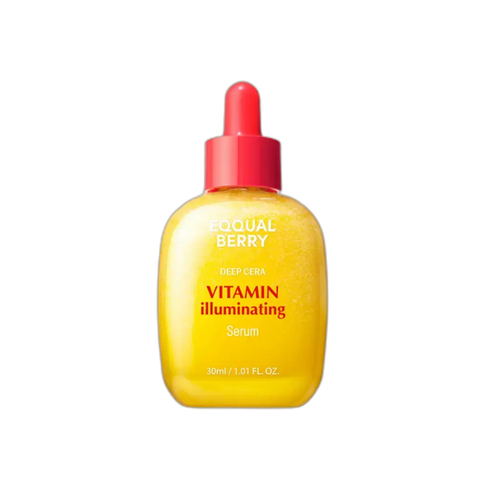 EQQUALBERRY Vitamin illuminating serum in a 30ml bottle, a face serum designed to brighten and hydrate skin.