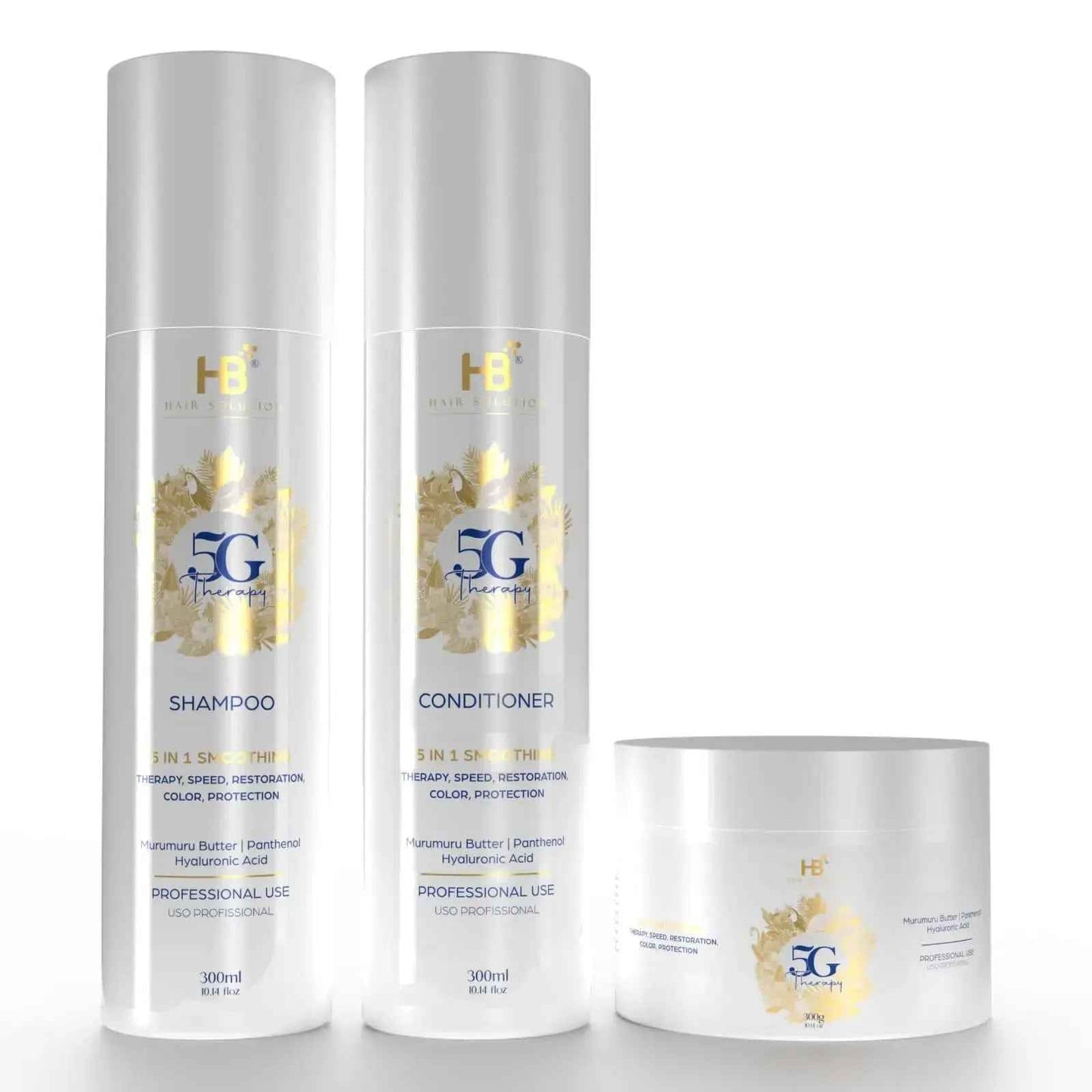 HB HAIR SOLUTION 5G Therapy Brazilian Anti Frizz Hair Treatment 5 in 1 Smoothing Set
