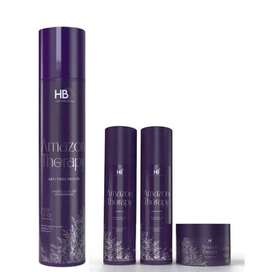 HB HAIR SOLUTION Amazon Therapy Brazilian Anti Frizz Hair Treatment Set