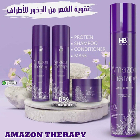 HB HAIR SOLUTION Amazon Therapy Brazilian Anti Frizz Hair Treatment Set