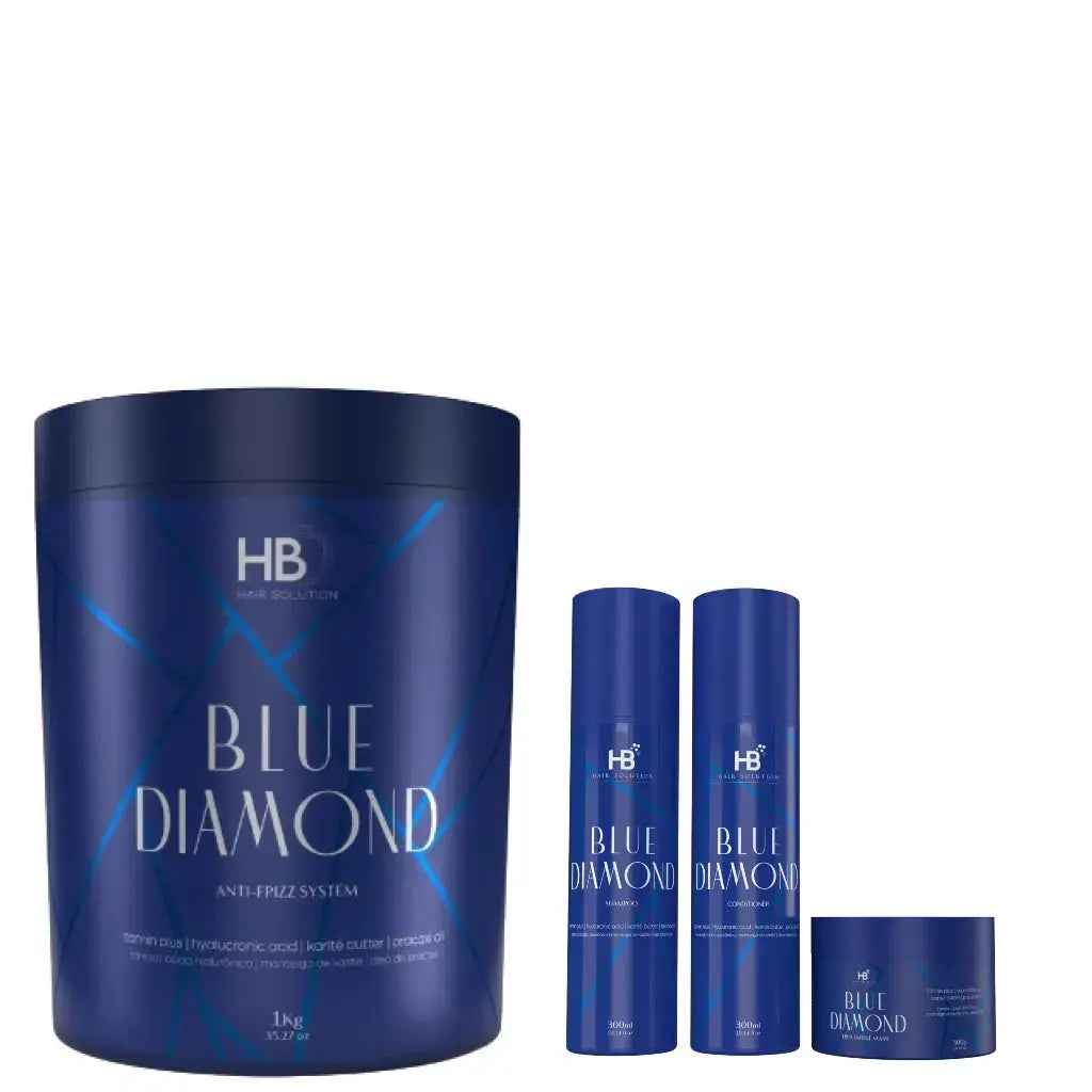 HB HAIR SOLUTION Blue Diamond Brazilian Anti Frizz Hair Treatment Set