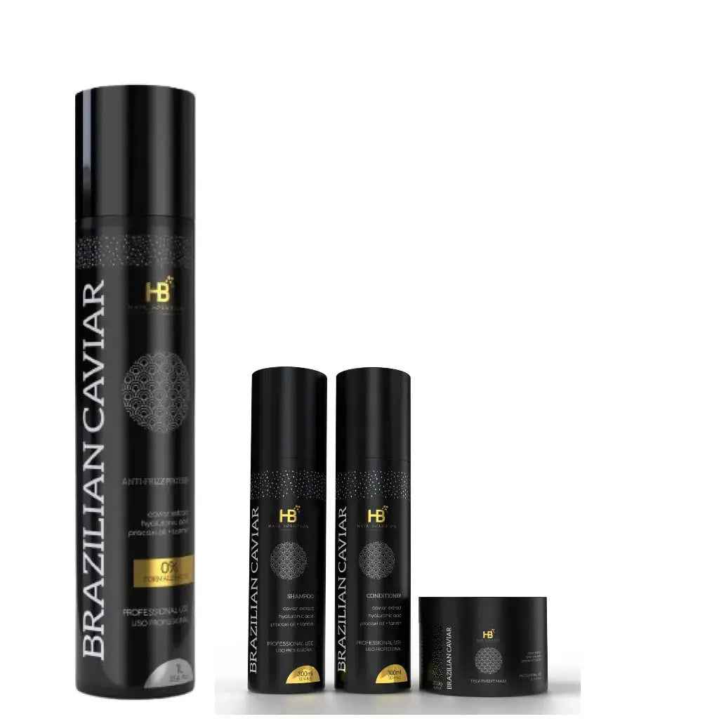 HB HAIR SOLUTION Brazilian Caviar Brazilian Anti Frizz Hair Treatment Set