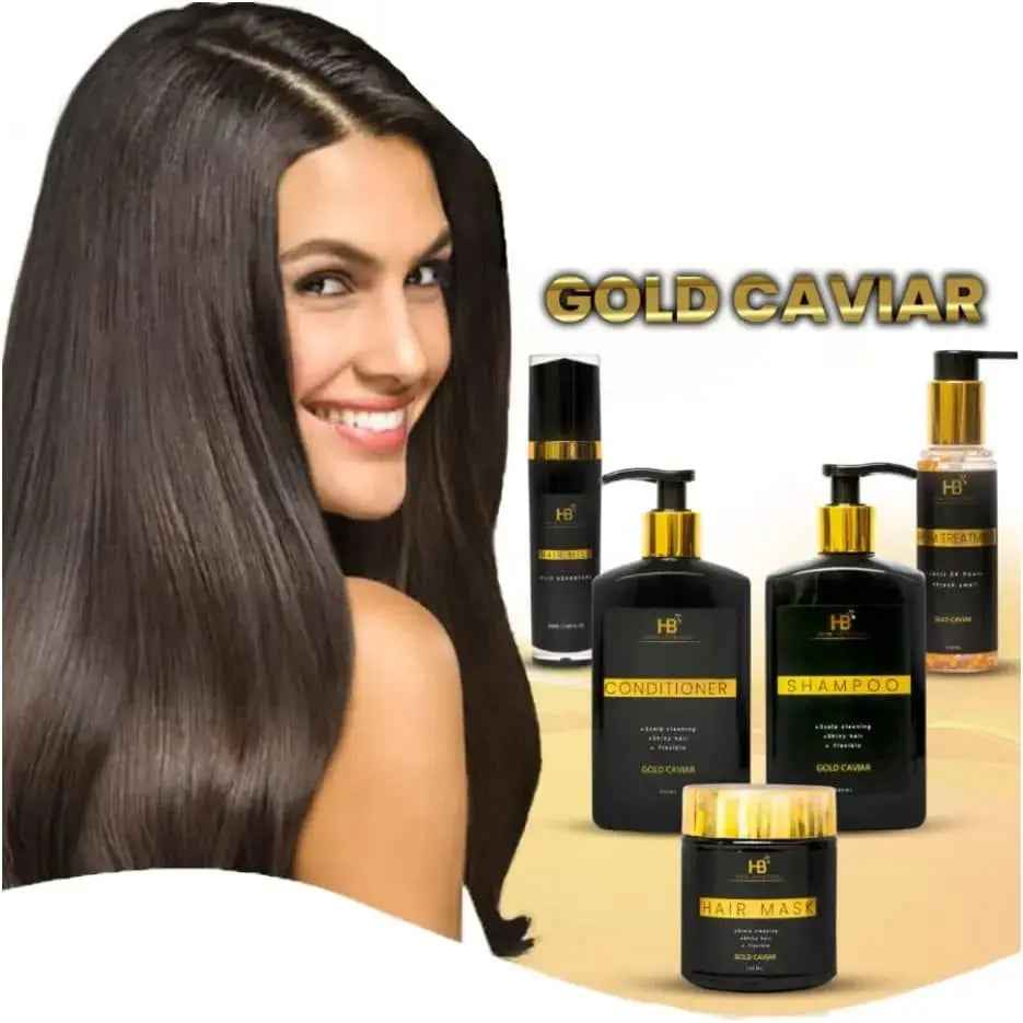 HB HAIR SOLUTION Gold Caviar & Argan Oil Brazilian Hair Care Kit 5 pcs