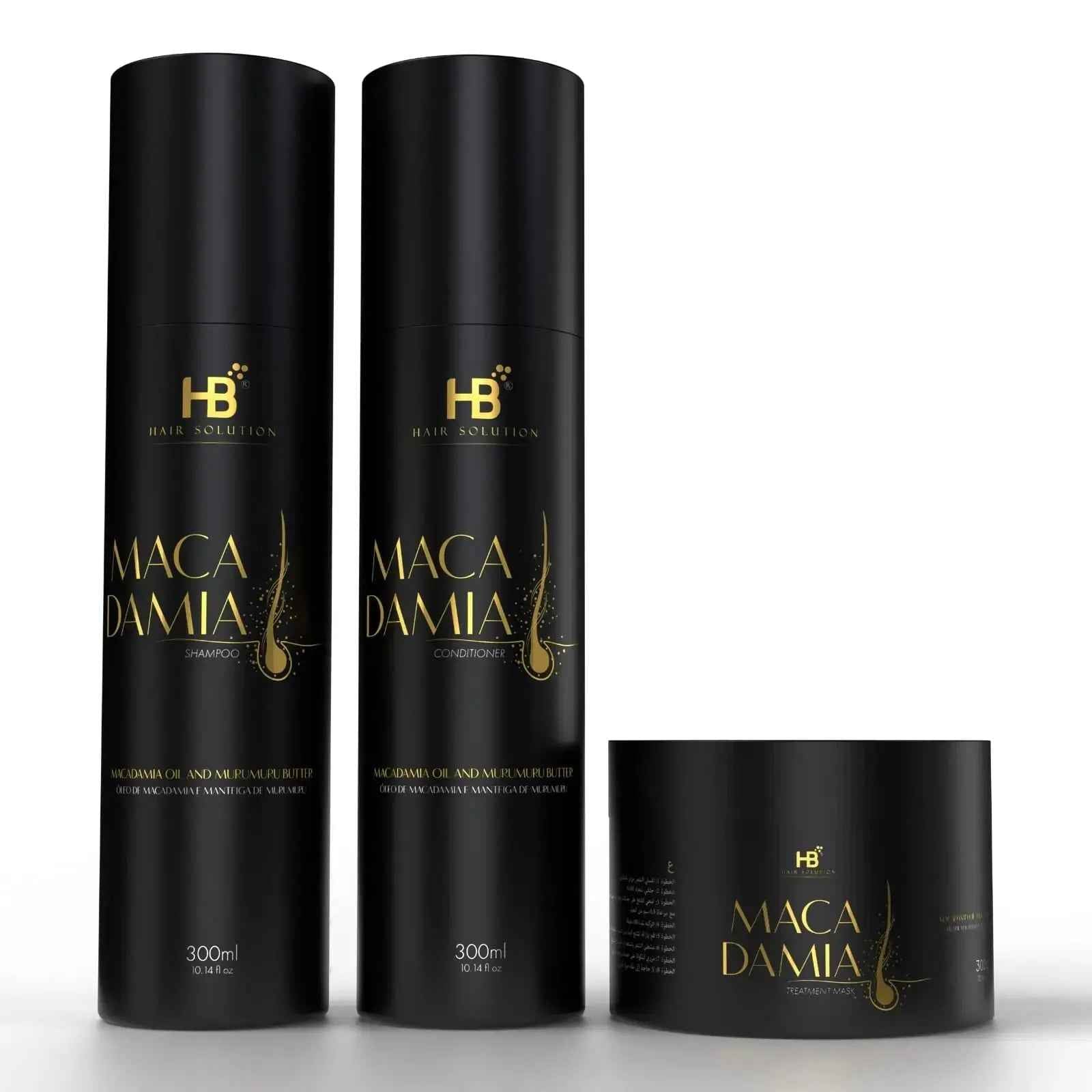 HB HAIR SOLUTION MACADAMIA Brazilian Anti Frizz hair Treatment Set