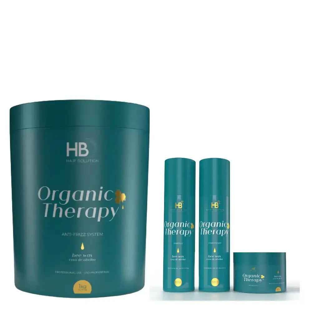 HB HAIR SOLUTION Organic Therapy Bee Wax Brazilian Anti Frizz hair Treatment Set